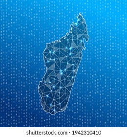 Network map of Madagascar. Country digital connections map. Technology, internet, network, telecommunication concept. Vector illustration.