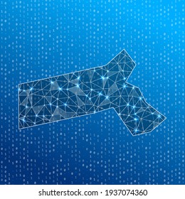 Netzwerkkarte von Massachusetts. Digitale Verbindungskarte des US-Bundesstaates. Technologie, Internet, Netzwerk, Telekommunikationskonzept. Vektorgrafik.