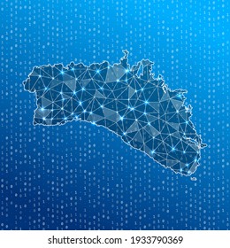 Network map of Minorca. Island digital connections map. Technology, internet, network, telecommunication concept. Vector illustration.