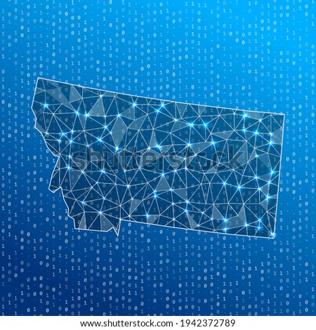 Network map of Montana. US state digital connections map. Technology, internet, network, telecommunication concept. Vector illustration.