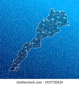 Network map of Morocco. Country digital connections map. Technology, internet, network, telecommunication concept. Vector illustration.