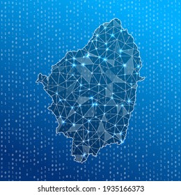 Network map of Naxos. Island digital connections map. Technology, internet, network, telecommunication concept. Vector illustration.