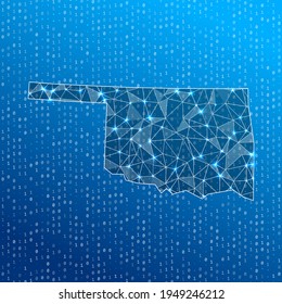 Network map of Oklahoma. Us state digital connections map. Technology, internet, network, telecommunication concept. Vector illustration.