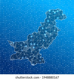 Mapa de red de Pakistán. Mapa de conexiones digitales de país. Tecnología, internet, red, concepto de telecomunicaciones. Ilustración vectorial.