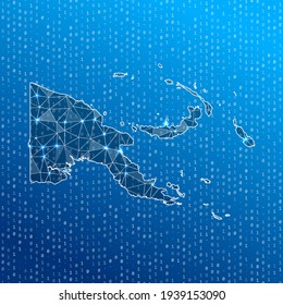 Mapa de red de Papúa Nueva Guinea. Mapa de conexiones digitales de país. Tecnología, internet, red, concepto de telecomunicaciones. Ilustración vectorial.