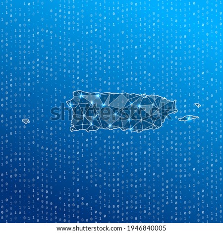 Network map of Puerto Rico. Country digital connections map. Technology, internet, network, telecommunication concept. Vector illustration.