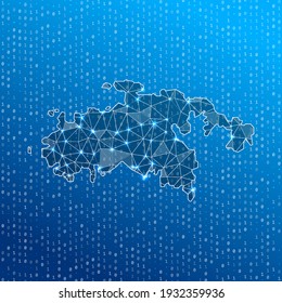 Network map of Saint John. Island digital connections map. Technology, internet, network, telecommunication concept. Vector illustration.