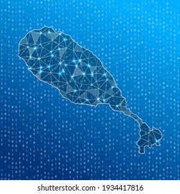 Network map of Saint Kitts. Island digital connections map. Technology, internet, network, telecommunication concept. Vector illustration.