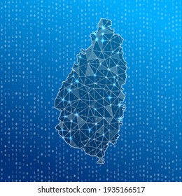 Network map of Saint Lucia. Island digital connections map. Technology, internet, network, telecommunication concept. Vector illustration.