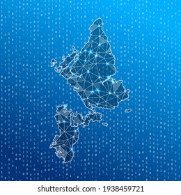 Network map of Siargao. Island digital connections map. Technology, internet, network, telecommunication concept. Vector illustration.