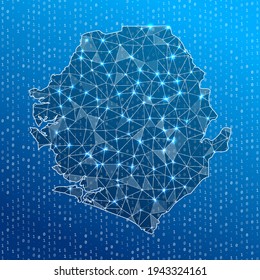 Network map of Sierra Leone. Country digital connections map. Technology, internet, network, telecommunication concept. Vector illustration.