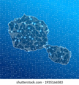 Network map of Tahiti. Island digital connections map. Technology, internet, network, telecommunication concept. Vector illustration.