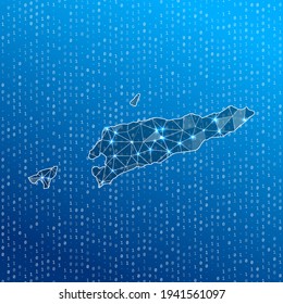 Network map of Timor-Leste. Country digital connections map. Technology, internet, network, telecommunication concept. Vector illustration.