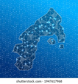 Netzwerkkarte von Water Island. Landkarte für digitale Verbindungen. Technologie, Internet, Netzwerk, Telekommunikationskonzept. Vektorgrafik.