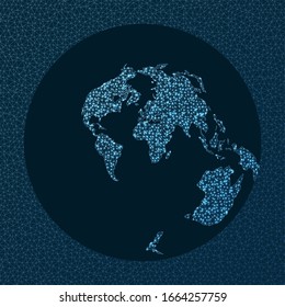 Netzwerkkarte der Welt. Luftprojektion. World Network. Ansprechende Verbindungskarte. Vektorillustration.