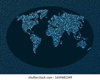 Mapa de red del mundo. Proyección de Fahey. World Network. Mapa de conexiones encantadoras. Ilustración vectorial.