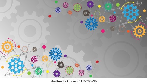Network model, path, technology of the future gear wheel pattern on the background EP.3.hi-tech communication concept innovation background vector