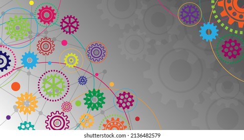 Network model, path, technology of the future gear wheel pattern on the background EP.6.hi-tech communication concept innovation vector illustration background 