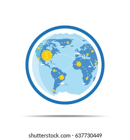 network of money is around the world. vector illustration. 