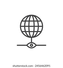 Network Monitoring line icon. linear style sign for mobile concept and web design. Global network monitoring outline vector icon. Symbol, logo illustration. Vector graphics
