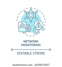Network monitoring multi color concept icon. Assessment management, detection. Digital tracking, connection control. Round shape line illustration. Abstract idea. Graphic design. Easy to use