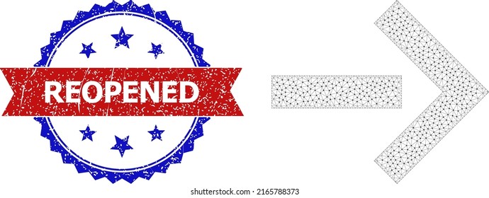 Network move right carcass illustration, and bicolor rubber Reopened watermark. Polygonal carcass illustration is designed with move right icon.