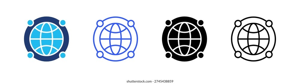 Network Multi Style Icon Set Vector