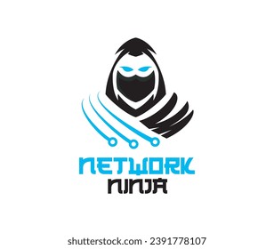 Network ninja logo technology logo for storing data and brain data	
