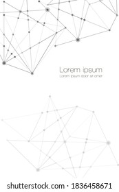 Network nodes, digital connection background with polygonal shapes on white, Vector. science technology, data structure, connected points, web.	