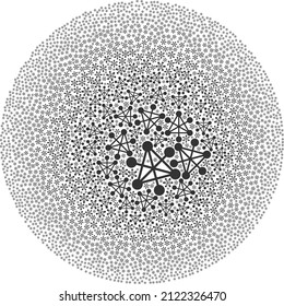 Network nodes items are composed into bubble collection. Network nodes icon spheric collage. Abstract spheric bubble collage combined from network nodes icons.