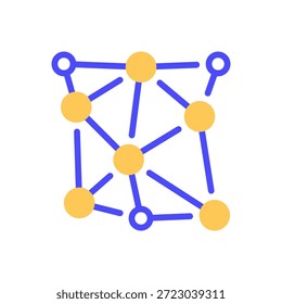 Icono de línea de nodos de red, símbolo de contorno para Enlace de conectividad, infraestructura del sistema, distribución de nodos, comunicación estructural y redes de malla. Icono de signo de Vector.