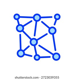 Ícone Linha de Nós de Rede, Símbolo de Estrutura de Tópicos para Link de Conectividade, Infraestrutura de Sistema, Distribuição de Nós, Comunicação Estrutural e Rede em Malha. Ícone de sinal vetorial.