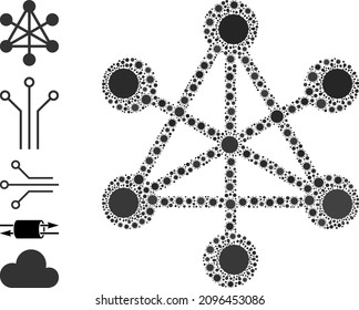 Network Nodes Mosaic Icon. Vector Mosaic Is Done Of Randomized Virus Icons. Virus Cell Collage Network Nodes Icon And Other Icons. Network Nodes Mosaic For Breakout Images.