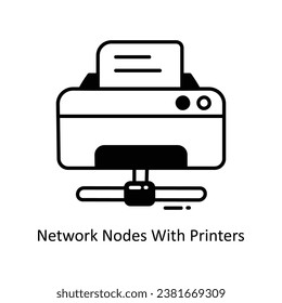 Network Nodes With Printers doodle Icon Design illustration. Networking Symbol on White background EPS 10 File
