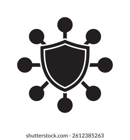 Network Nodes with Shield logo icon