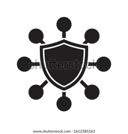 Network Nodes with Shield logo icon
