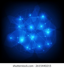 Network on blue background. Neuron Network technology background. Vector illustration.