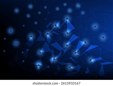 Network on blue background. Neuron Network technology background. Vector illustration.