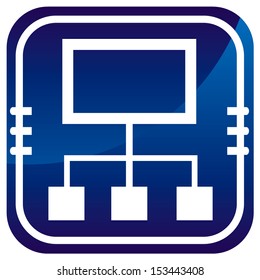 Network on blue button