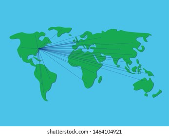 network on world map, communication country in world illustration. eps10