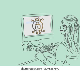 Network Orchestration icon show customer support girl