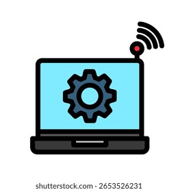 Network outline color, mini illustration icon. use for modern concept, print, UI, UX kit, web and app development. Vector related to remote working, work from home.