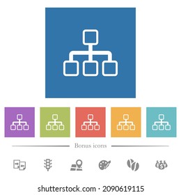 Netzwerk-Umrisse flache weiße Symbole auf quadratischem Hintergrund. 6 Bonussymbole sind im Lieferumfang enthalten.