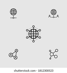 network outline icon set isolated vector illustration