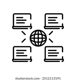 Ícone de estrutura de tópicos de rede, ilustração de vetor