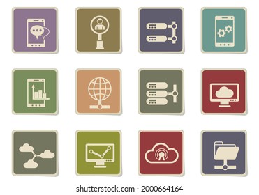 Network paper stickers icon set for user interface design