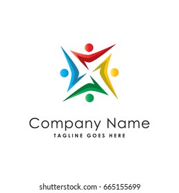 network people community  logo template