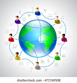 Network people concept with globe vector background