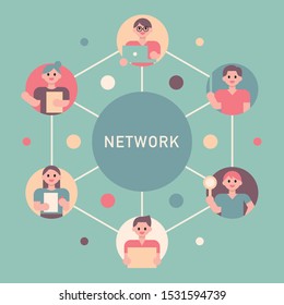 A network of people connected in the web.
