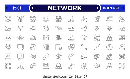 Network and People Outline icon set. Containing group, family, human, team, community, friends, population and more.
